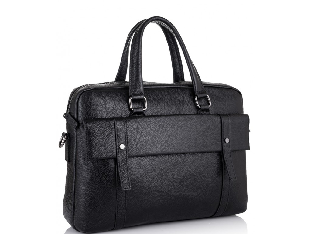 Класична чоловіча чорна шкіряна сумка Tiding Bag SM8-9824-1A - Royalbag Фото 1