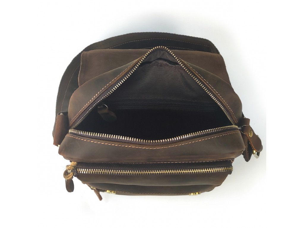 Мужской мессенджер из винтажной коричневой кожи Tiding Bag T1172 - Royalbag