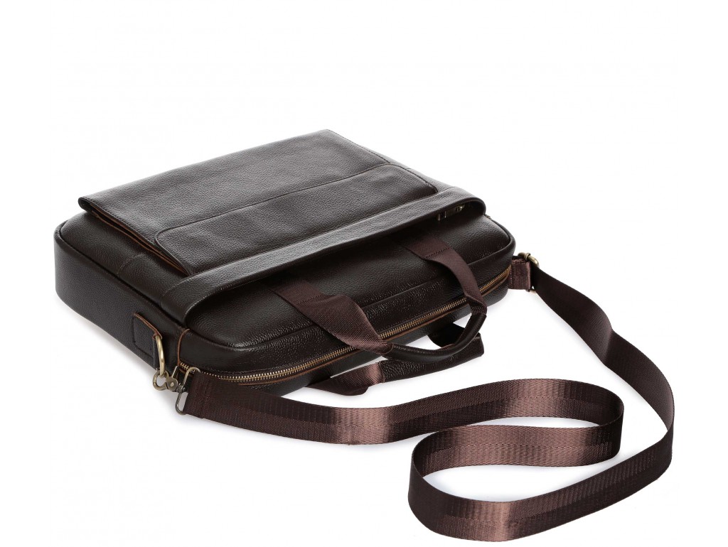 Деловая кожаная сумка для документов и ноутбука коричневая Tiding Bag A25-1131C - Royalbag