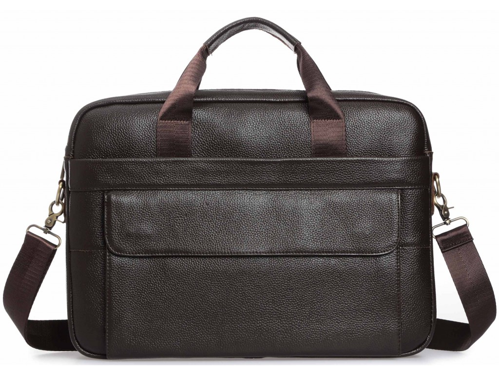 Деловая кожаная сумка для документов и ноутбука коричневая Tiding Bag A25-1131C - Royalbag