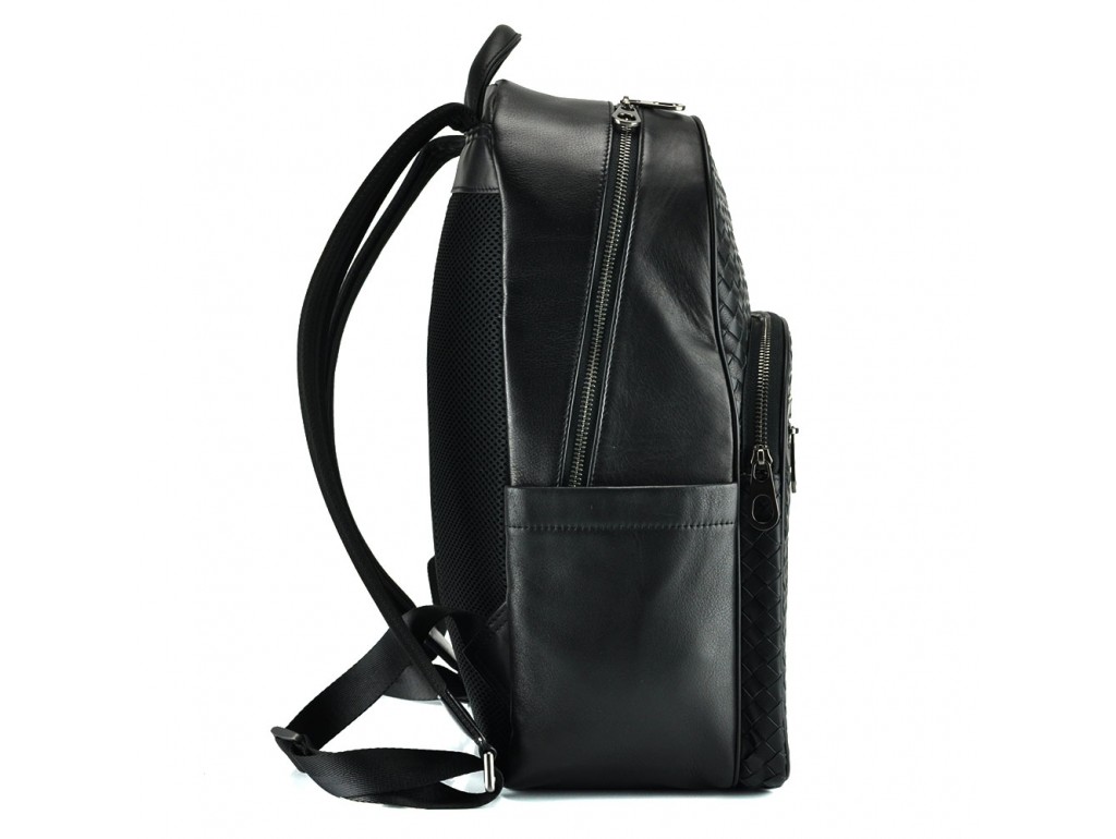 Рюкзак чорний чоловічий з плетінням Tiding Bag B3-8601A - Royalbag
