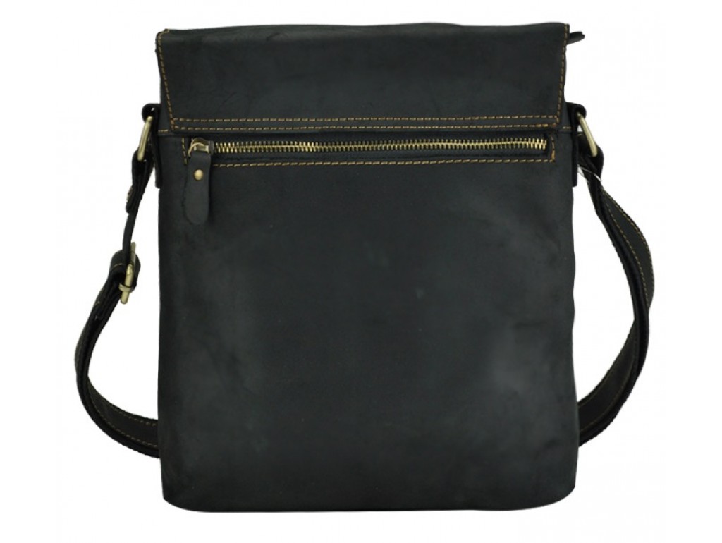 Чоловіча сумка-планшет через плече з черної матової шкіри Tiding Bag G1177A-1 - Royalbag