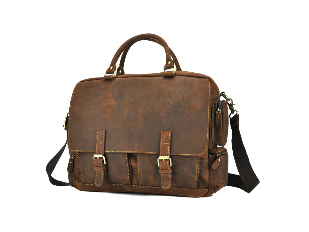 Вместительная мужская кожаная сумка для ноутбука Tiding Bag t0017 - Royalbag Фото 1