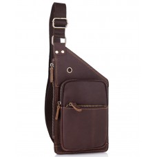 Мужской кожаный слинг в винтажном стиле коричневый Tiding Bag t0035 - Royalbag Фото 2