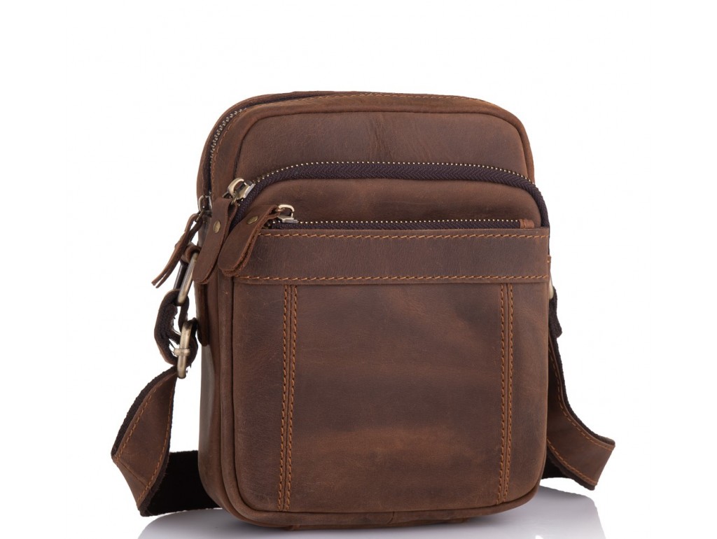 Мужская сумка на плечо коричневая кожаная Tiding Bag t0036 - Royalbag Фото 1