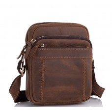Мужская сумка на плечо коричневая кожаная Tiding Bag t0036 - Royalbag Фото 2