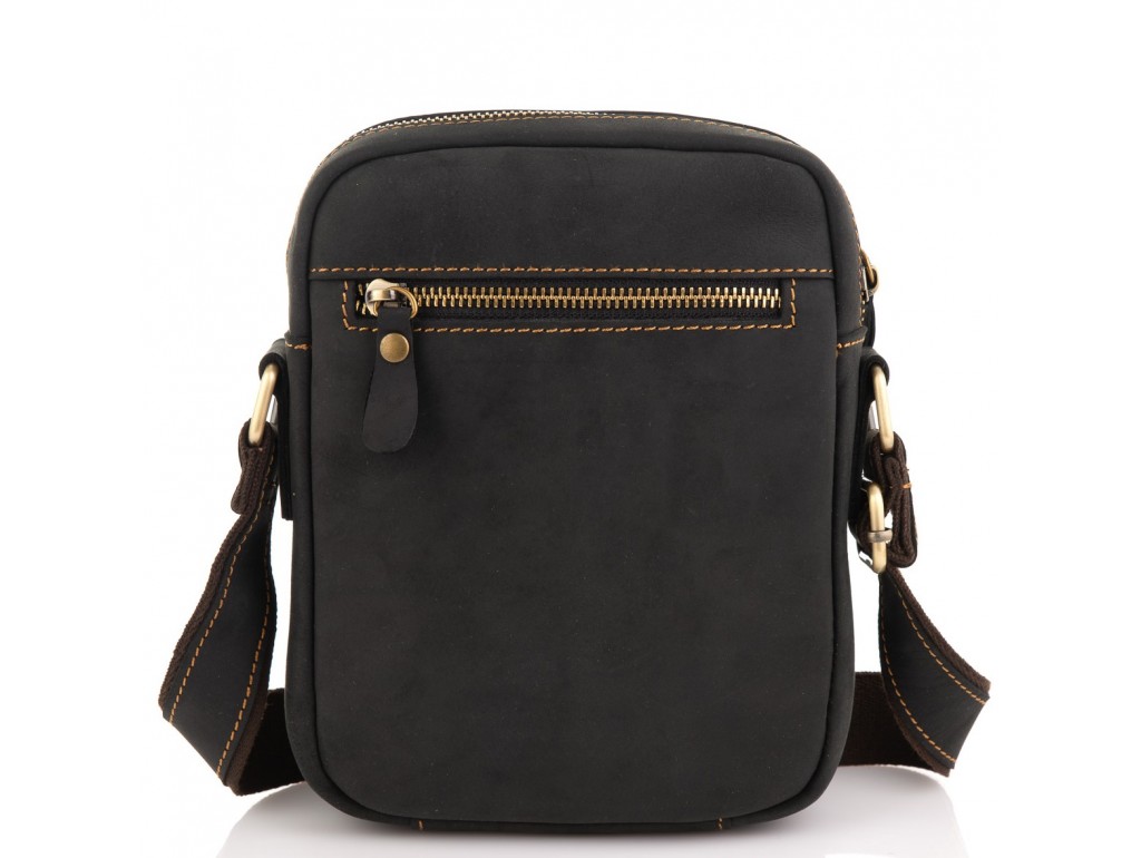 Чоловіча сумка на плече чорна шкіряна Tiding Bag t0036A - Royalbag