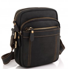 Мужская сумка на плечо черная кожаная Tiding Bag t0036A - Royalbag Фото 2