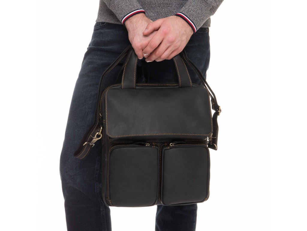 Вертикальна чоловіча шкіряна сумка через плече для документів Tiding Bag t1072A - Royalbag
