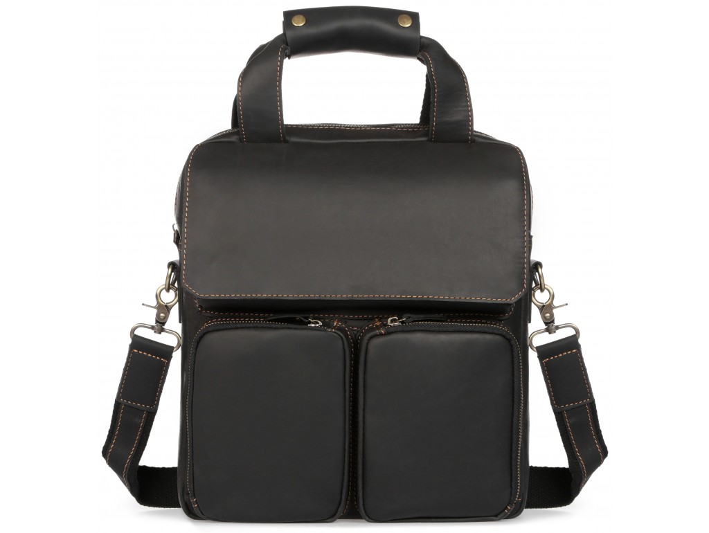 Вертикальная мужская кожаная сумка через плечо для документов Tiding Bag t1072A - Royalbag