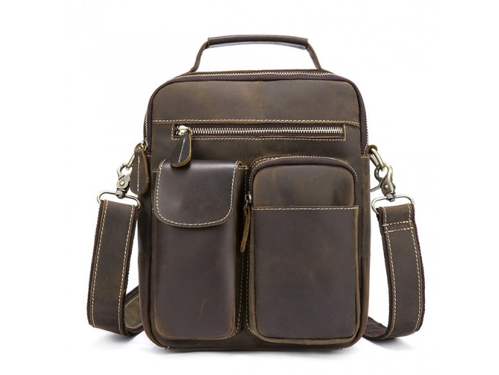 Мужская сумка-барсетка кожаная с ручкой и съемным ремнем Tiding Bag t1171 - Royalbag Фото 1