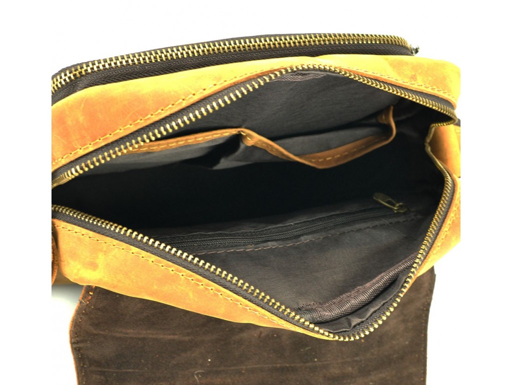 Эксклюзивный мужской кожаный мессенджер через плечо рыжий Tiding Bag T1172C - Royalbag