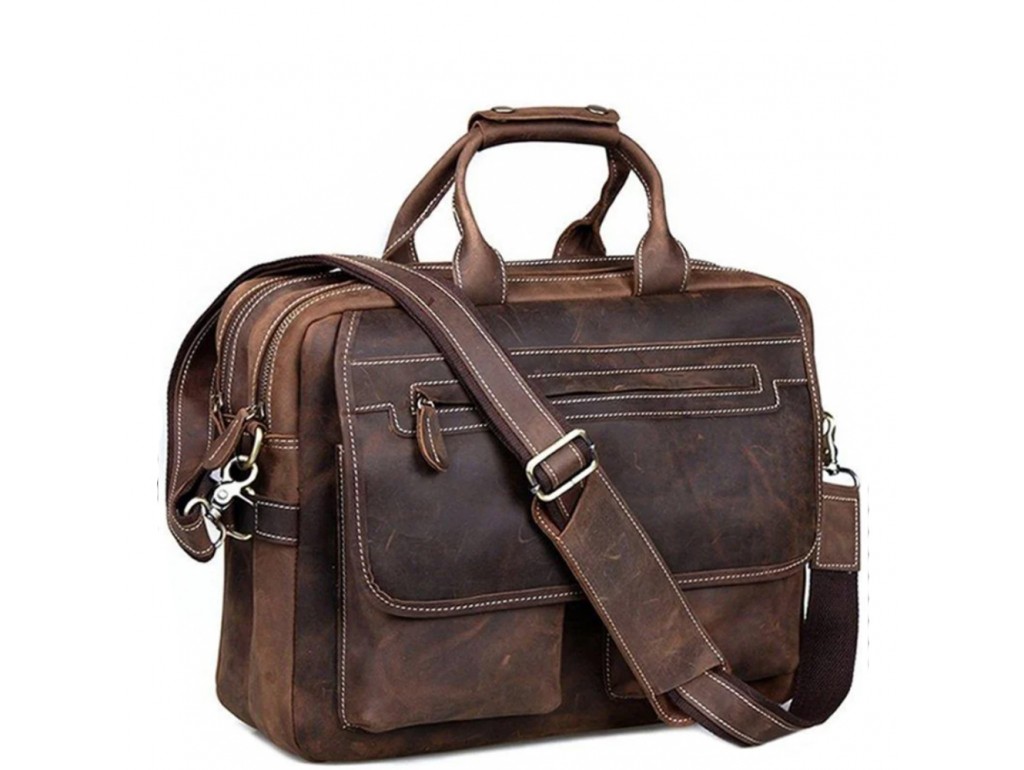 Вместительная мужская сумка-портфель винтажная кожа Tiding Bag t29523 - Royalbag Фото 1