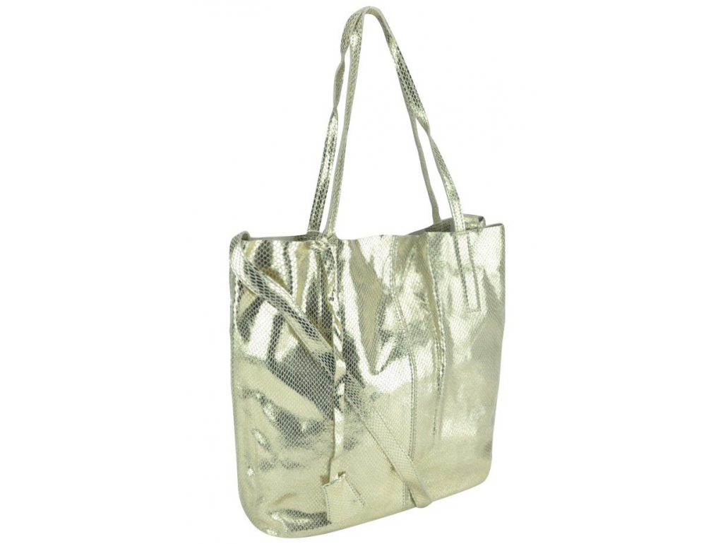 Женская кожаная сумка-шоппер золото UnaBorsetta W05-B6101-11GM - Royalbag Фото 1