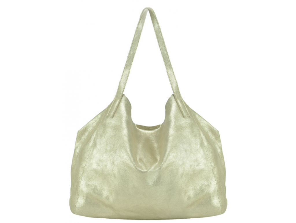 Жіноча шкіряна сумка хобо шопер золото UnaBorsetta W05-B958-18B - Royalbag