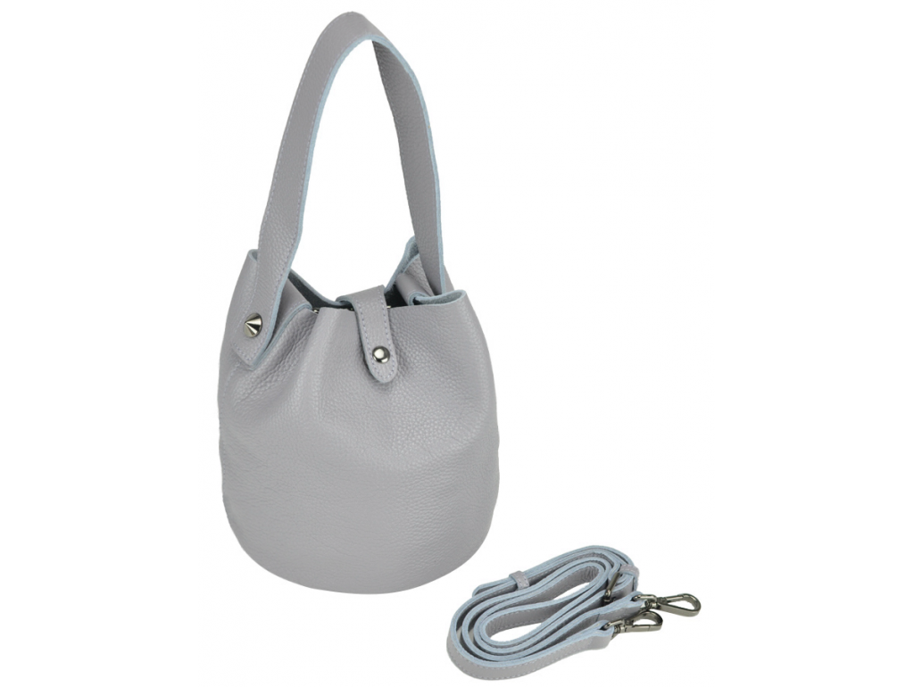 Жіноча шкіряна сумочка-кисет сіра UnaBorsetta W06-9039G - Royalbag Фото 1