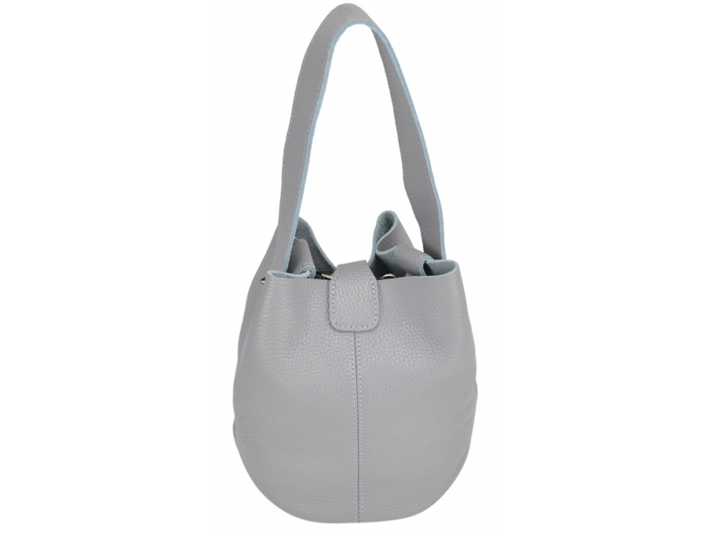 Женская кожаная сумочка-кисет серая UnaBorsetta W06-9039G - Royalbag