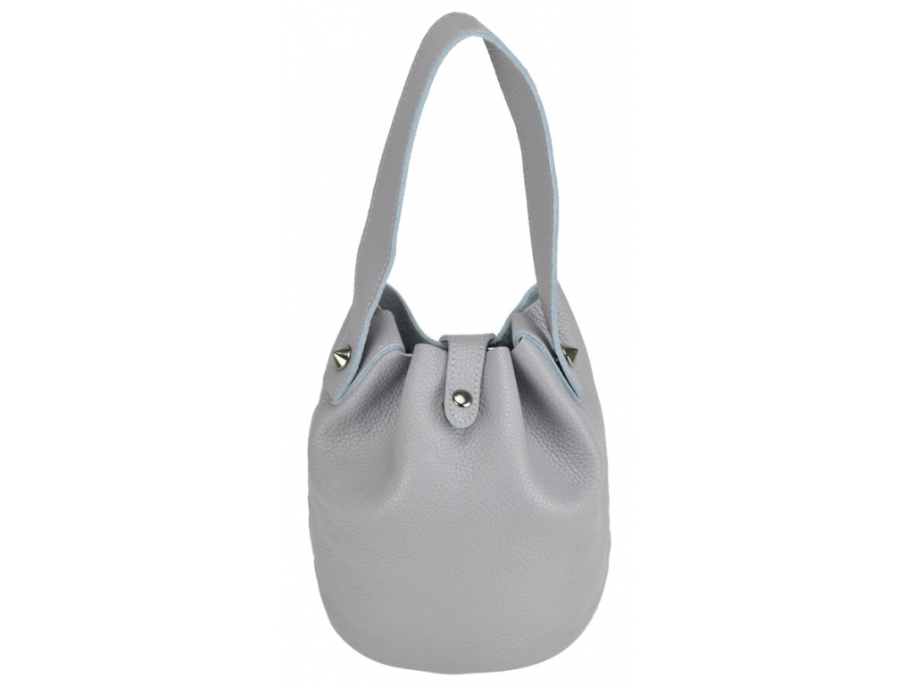 Женская кожаная сумочка-кисет серая UnaBorsetta W06-9039G - Royalbag