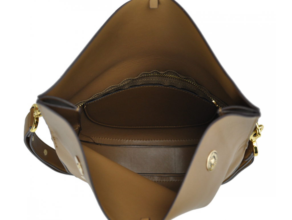 Женская кожаная сумка полумесяц фолдовер коричневая UnaBorsetta W12-830S-LB - Royalbag