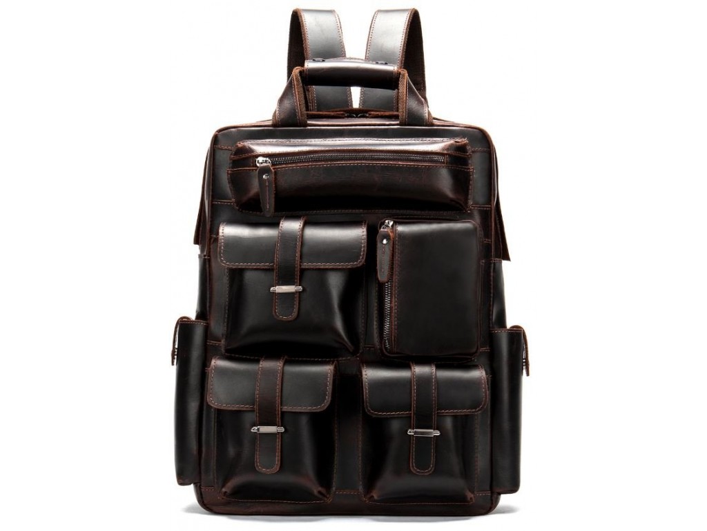 Рюкзак дорожный Vintage 14711 кожаный Темно-Коричневый - Royalbag Фото 1