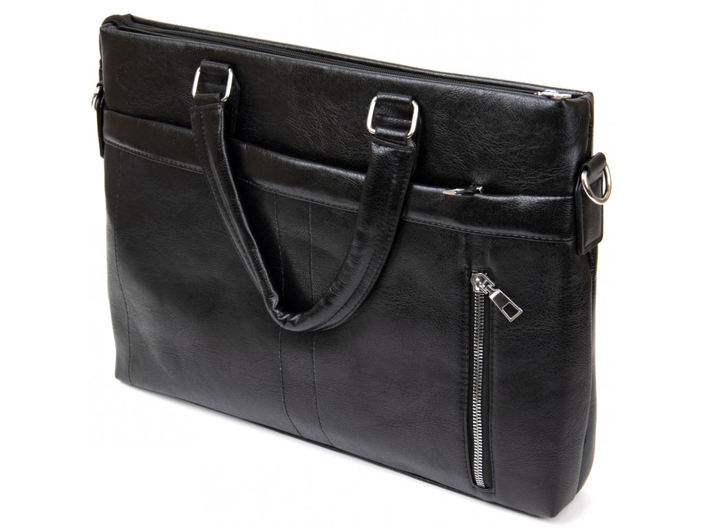 Деловая сумка кожзам Vintage 20516 Черная - Royalbag Фото 1