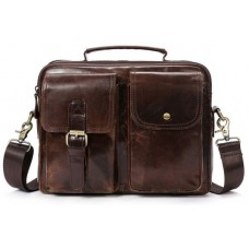 Деловая сумка на плечо кожаная Vintage 14820 Коричневая - Royalbag Фото 2