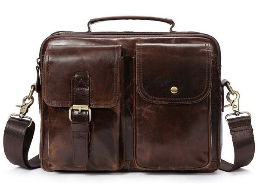 Деловая сумка на плечо кожаная Vintage 14820 Коричневая - Royalbag Фото 1