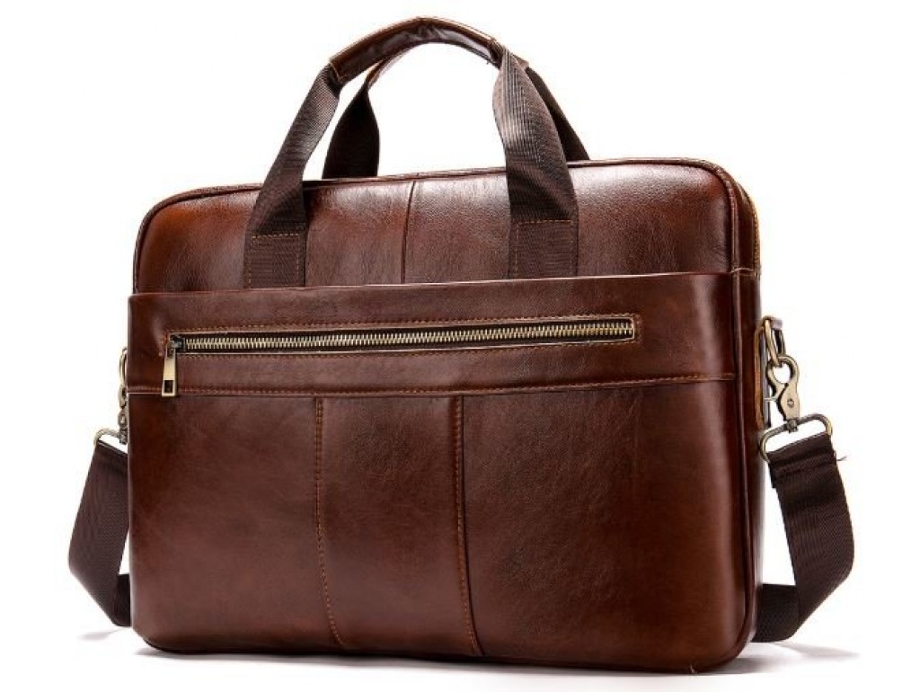 Деловая мужская сумка из зернистой кожи Vintage 14836 Коричневая - Royalbag