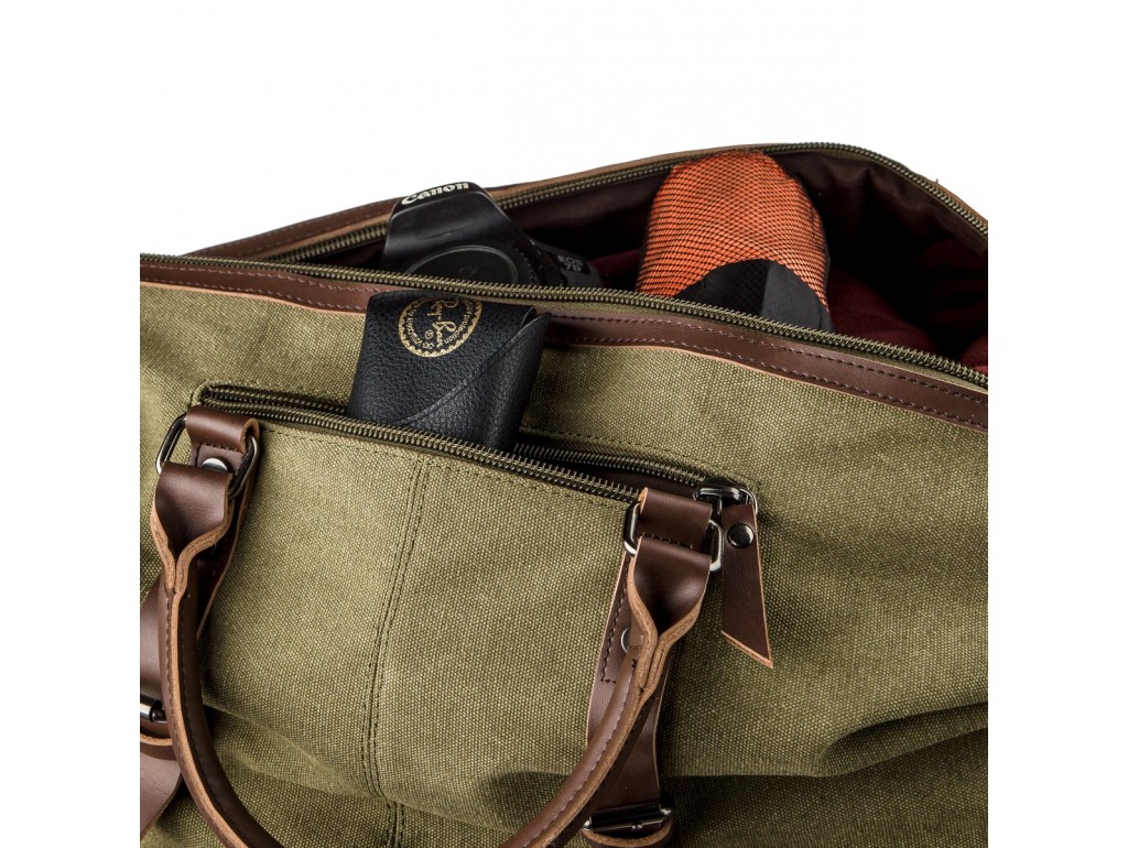 Дорожная сумка текстильная большая Vintage 20167 Зеленая - Royalbag