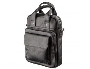 Мужская сумка под А4 вертикального формата в гладкой коже 11165 SHVIGEL, Черная - Royalbag