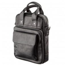 Мужская сумка под А4 вертикального формата в гладкой коже 11165 SHVIGEL, Черная - Royalbag Фото 2