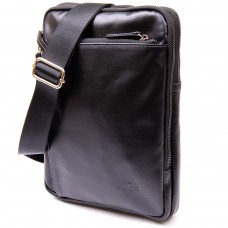 Мужская сумка планшет с накладным карманом на молнии в гладкой коже 11281 SHVIGEL, Черная - Royalbag Фото 2