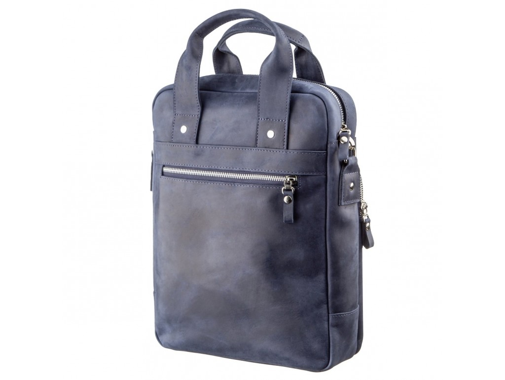 Стильная сумка под А4 вертикального формата в матовой коже 11170 SHVIGEL, Синяя - Royalbag