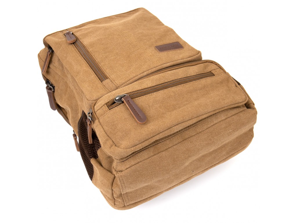 Рюкзак текстильный дорожный унисекс на два отделения Vintage 20614 Песочный - Royalbag