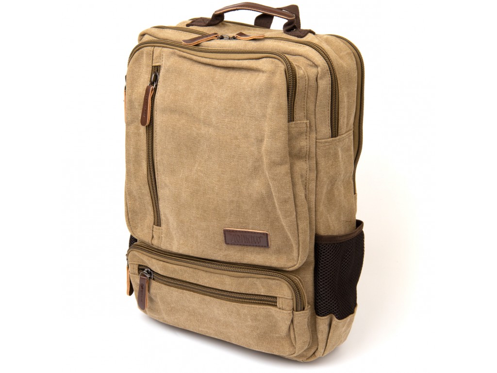 Рюкзак текстильный дорожный унисекс на два отделения Vintage 20616 Бежевый - Royalbag Фото 1