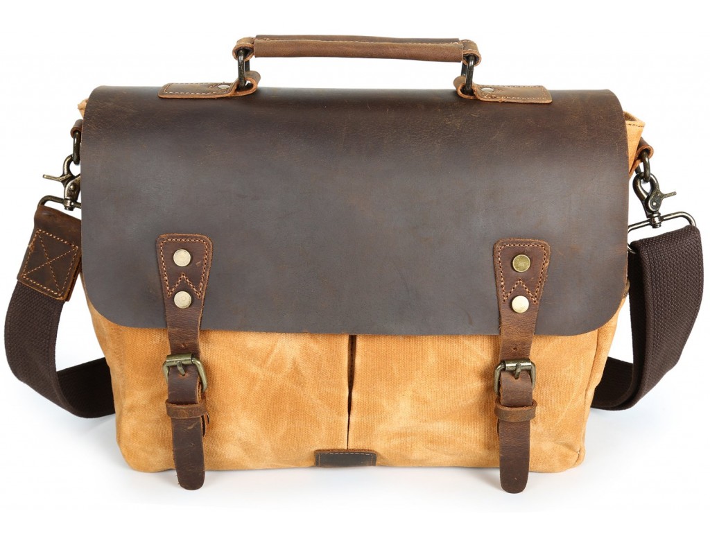 Деловой портфель в сочетании с кожей Vintage 20120 Рыжий - Royalbag
