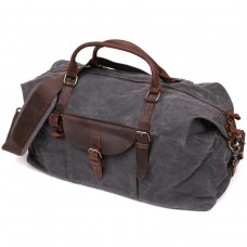 Стильная дорожная сумка с карманом Vintage 20114 Серая - Royalbag Фото 2