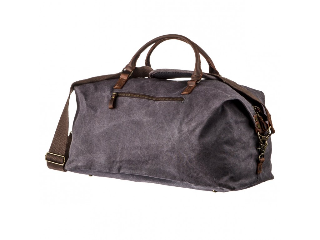 Стильная дорожная сумка с карманом Vintage 20114 Серая - Royalbag