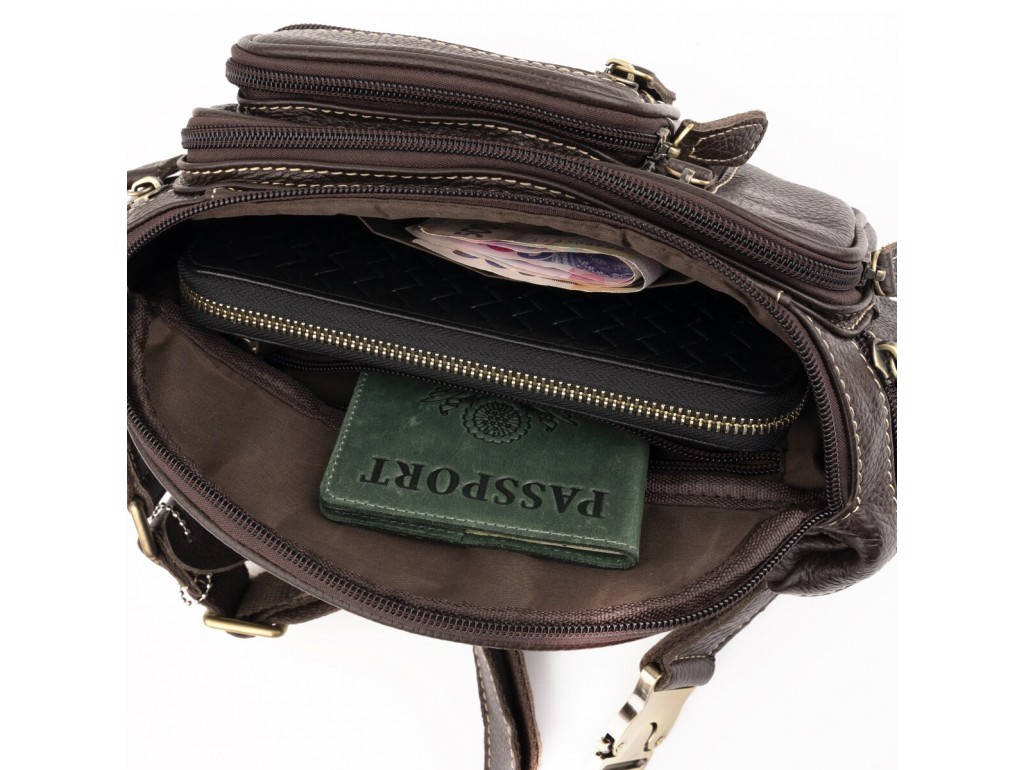 Поясная cумка объемная мужская Vintage 14860 Коричневая - Royalbag