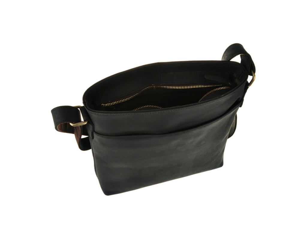Чоловіча сумка на плече з матової кінської шкіри чорна Tiding Bag G1166 - Royalbag