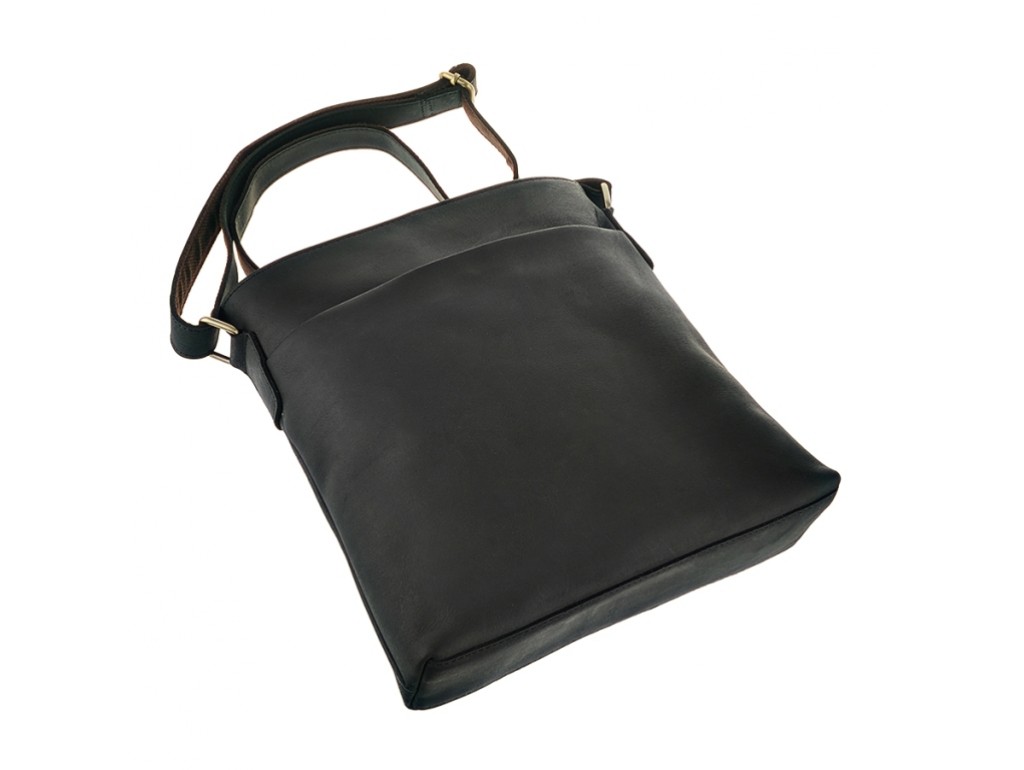 Мужская сумка на плечо из матовой лошадиной кожи черная Tiding Bag G1166 - Royalbag