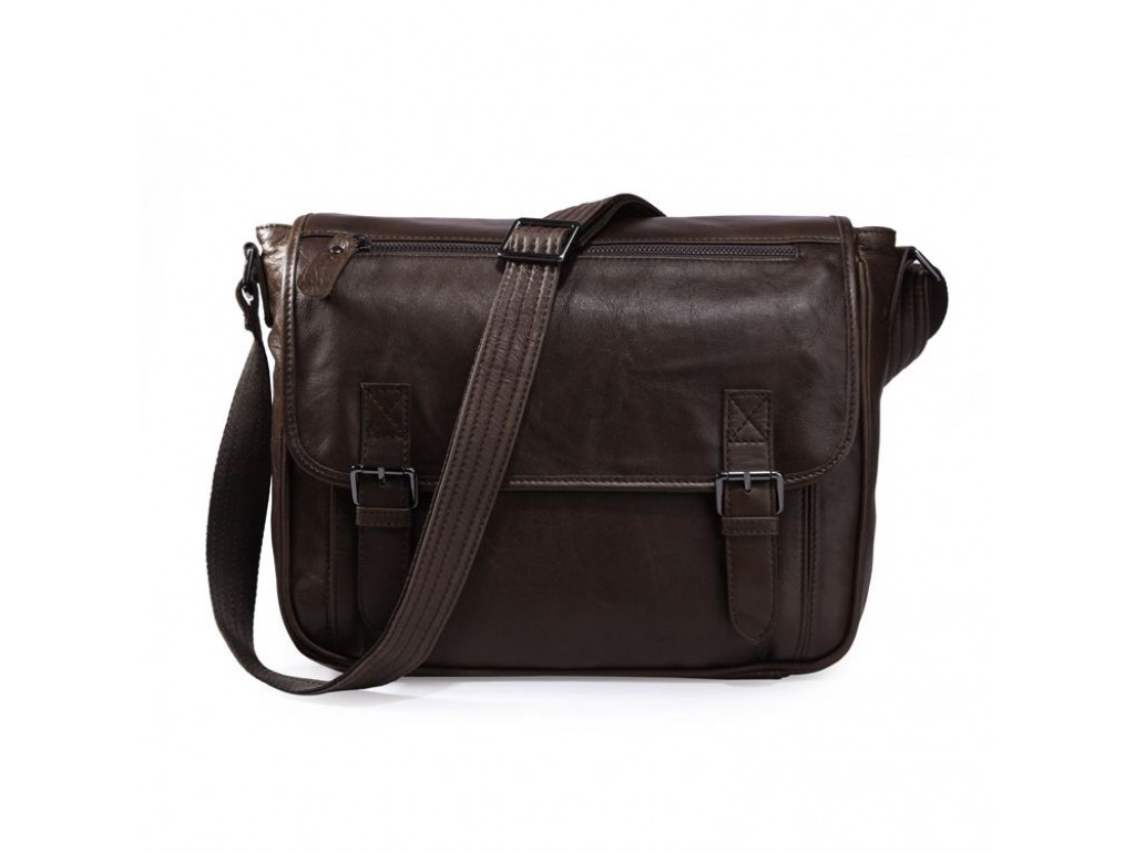 Кожаная мужская сумка через плечо темно-коричневая Jasper&Maine 7022C - Royalbag