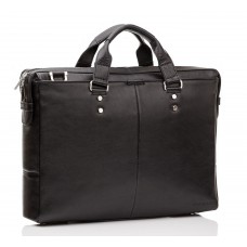Мужская кожаная деловая сумка из гладкой кожи черная Blamont Bn025A-1 - Royalbag Фото 2