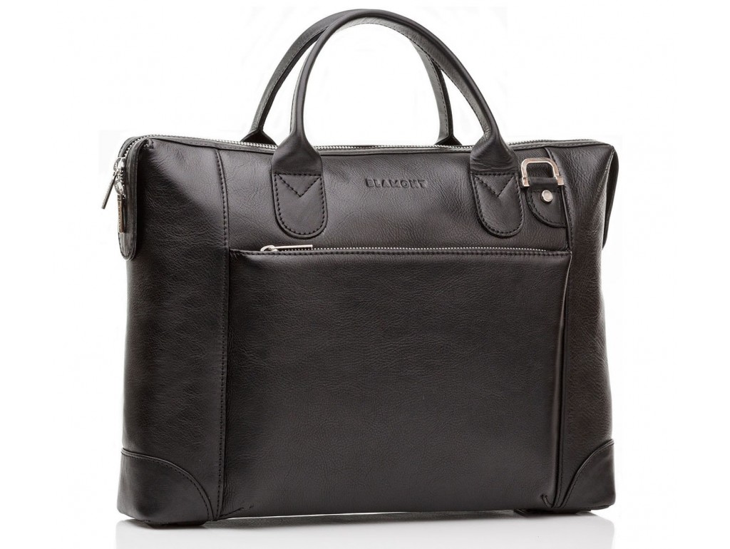 Класична сумка-портфель чорна шкіряна Blamont Bn006A - Royalbag Фото 1