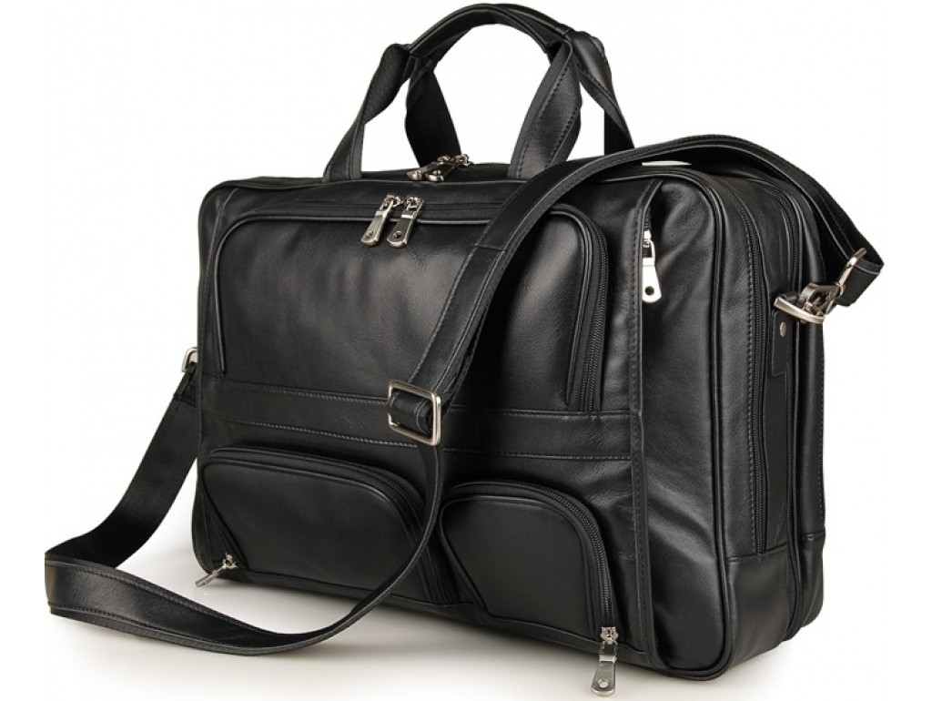 Многофункциональная сумка-портфель мужская кожаная на три отделения Jasper&Maine 7289A - Royalbag Фото 1