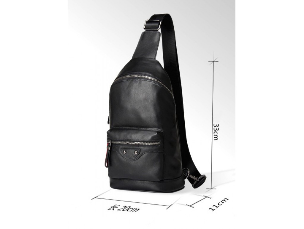 Мужская нагрудная сумка-слинг серез плечо кожаная Tiding Bag B3-1992A - Royalbag