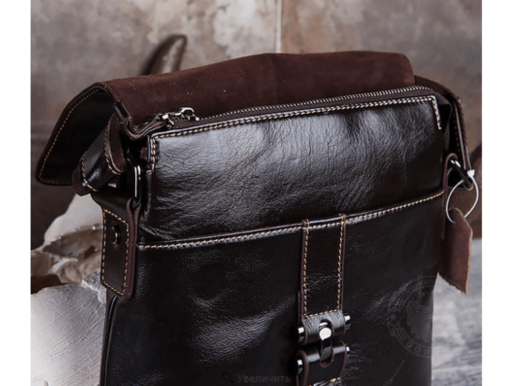 Мужская сумка через плечо из натуральной кожи глянцевая Bexhill L3356 - Royalbag
