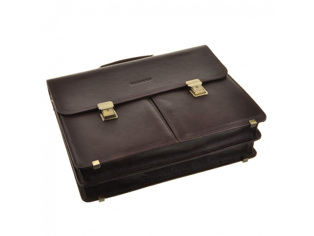 Портфель мужской кожаный коричневый с замками Blamont Bn063C - Royalbag