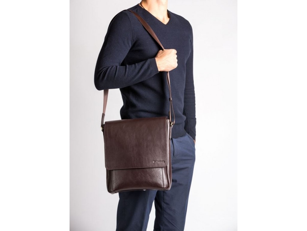 Чоловіча сумка-месенджер з натуральної шкіри шоколадного кольору Blamont Bn082C - Royalbag