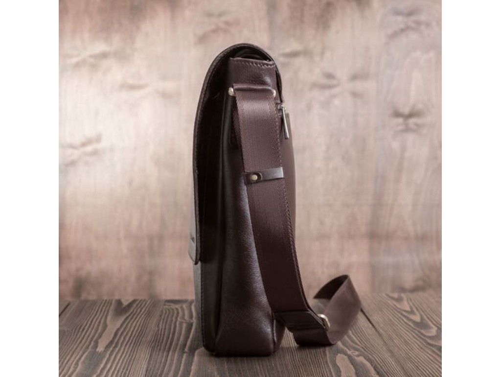 Мужская сумка-мессенджер из натуральной кожи шоколадного цвета Blamont Bn082C - Royalbag